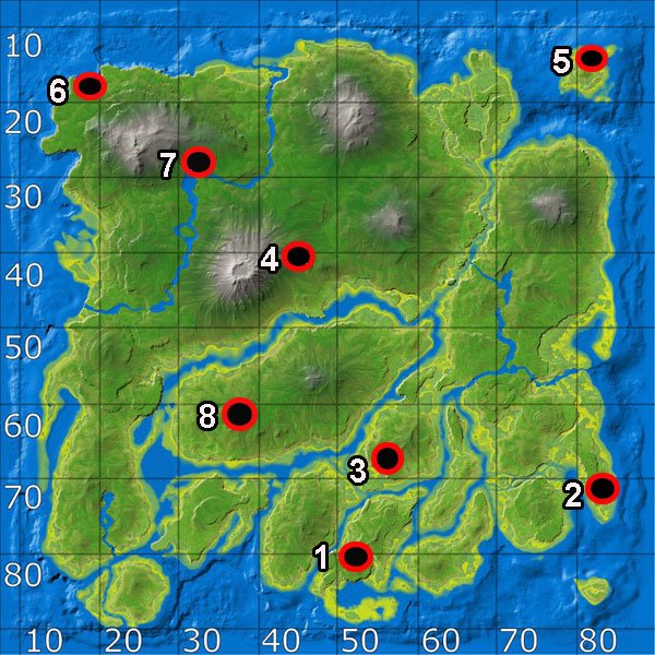 Carte des grottes ARK