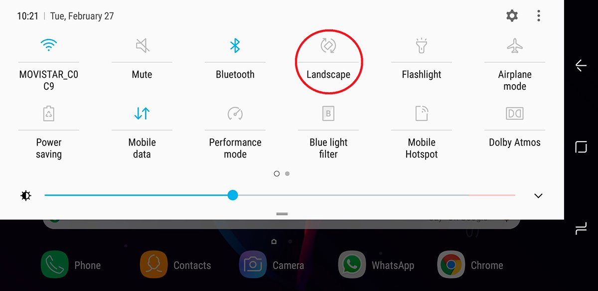 How to activate landscape mode on the Samsung Galaxy S9